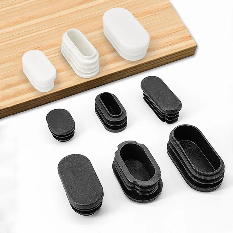 Color: Linen, Size: 5mm - Oval Plastic Tubes End Caps Bung Oblong Blanking Plug Pipe Inserts Table Feet Chair Dust Cover Furniture Accessories Black White