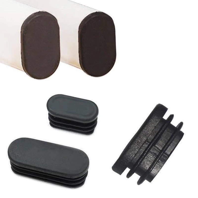 Color: Linen, Size: 5mm - Oval Plastic Tubes End Caps Bung Oblong Blanking Plug Pipe Inserts Table Feet Chair Dust Cover Furniture Accessories Black White
