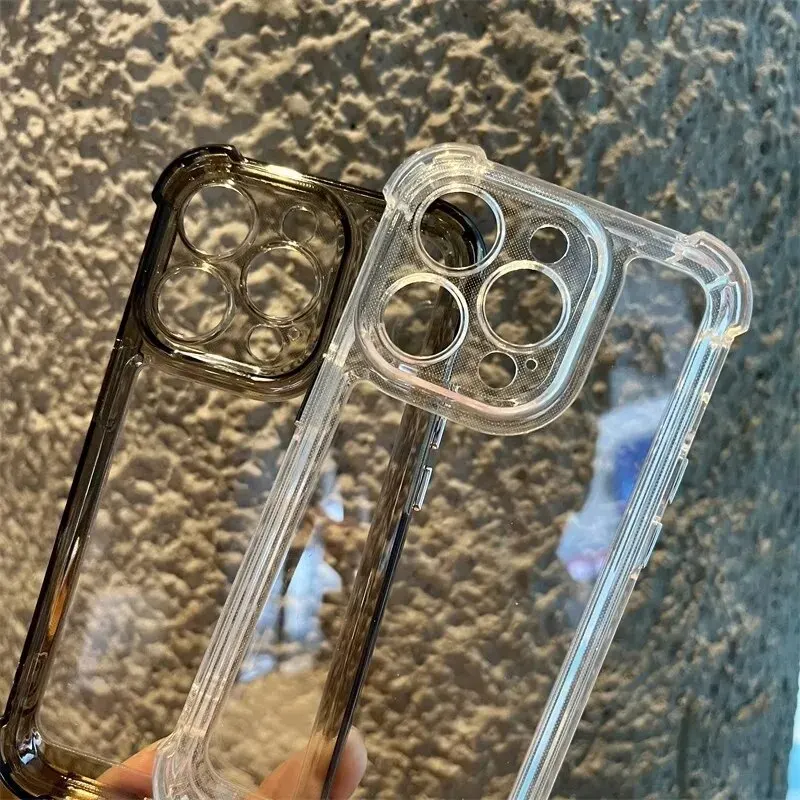Material: aluminum, Color: Clear - Vanuoxin Luxury Shockproof Case for iPhone 15 14 13 12 11 Pro Max with Electroplat Button Bumper Phone Back Cover Clear & Black