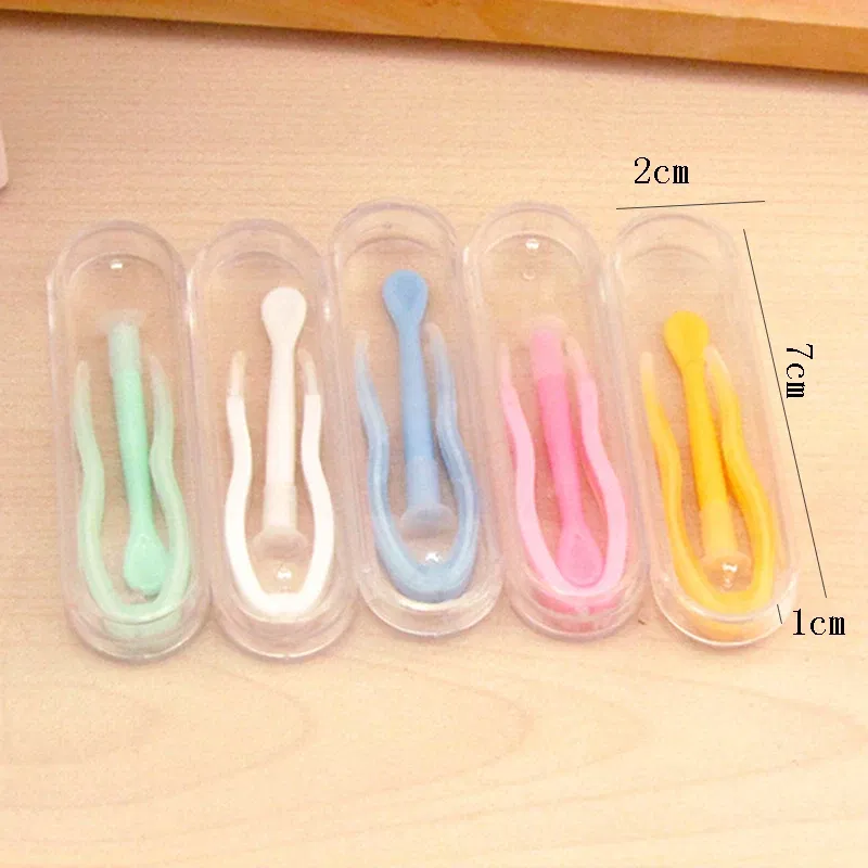 Color: black - Remover Contact Lenses Inserter Color Tweezers Suction Stick Eyes Care Tool Kit Contact Lens Case Clip Stick Tweezers Pupils