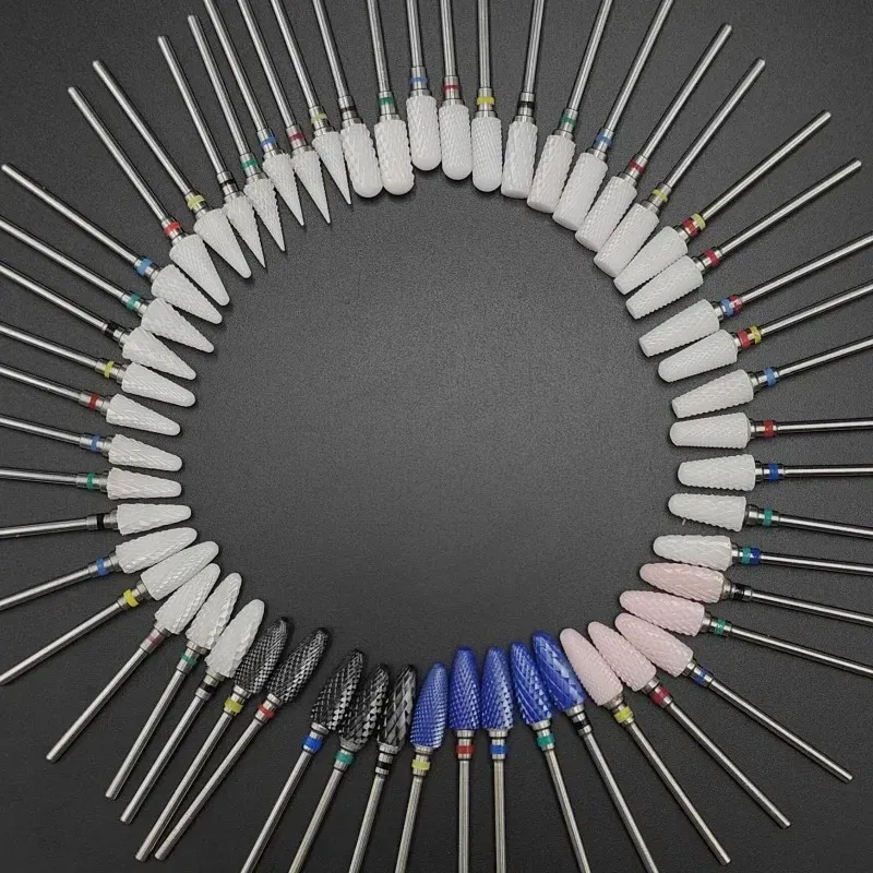 Color: Maroon - Ceramic Carbide Nail Drill Bit Rotate Burr Milling Nail Cutter Bits Electric Drill Machine For Manicure Pedicure Tools