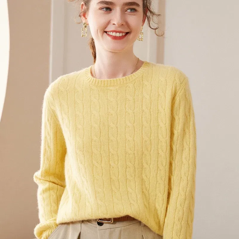 New Women Sweater 100% Pure Cashmere Knitted Pullovers Thicken Female Casual Knitwear Long Sleeve Lady Tops