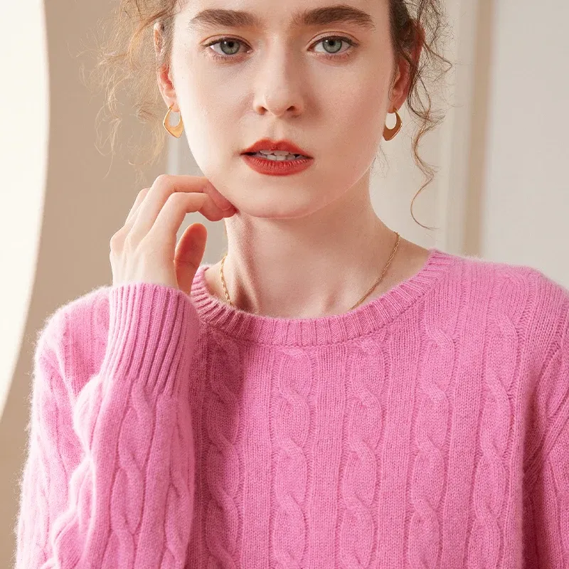 New Women Sweater 100% Pure Cashmere Knitted Pullovers Thicken Female Casual Knitwear Long Sleeve Lady Tops