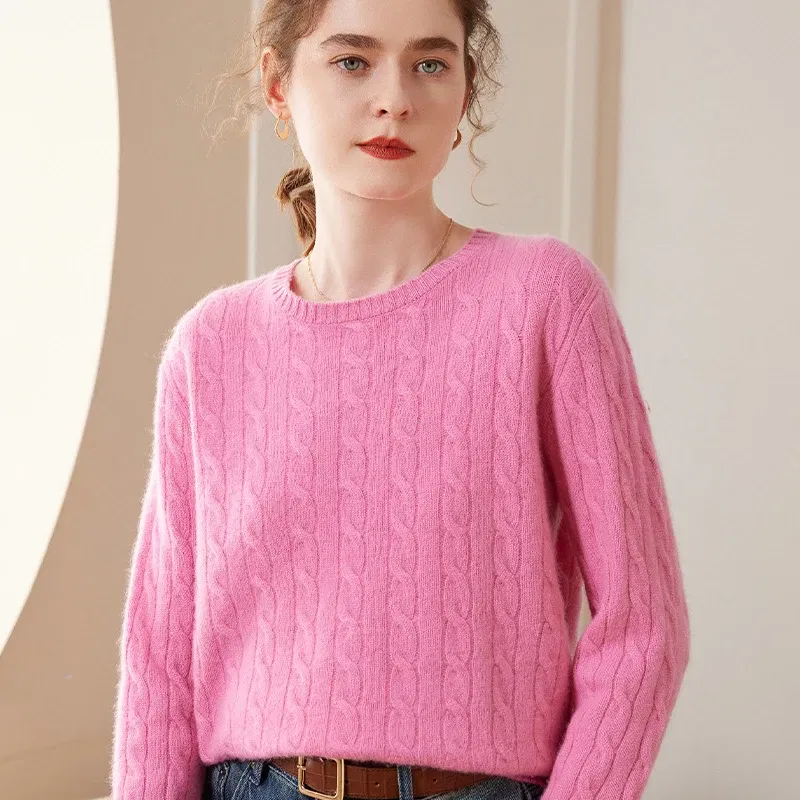 New Women Sweater 100% Pure Cashmere Knitted Pullovers Thicken Female Casual Knitwear Long Sleeve Lady Tops