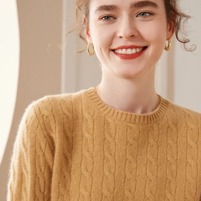 New Women Sweater 100% Pure Cashmere Knitted Pullovers Thicken Female Casual Knitwear Long Sleeve Lady Tops