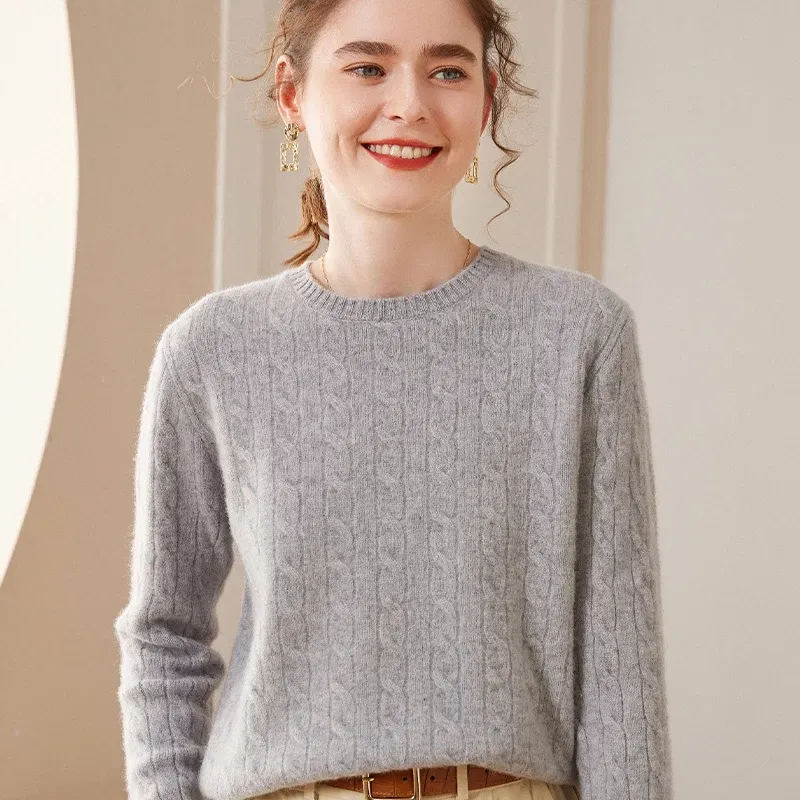 New Women Sweater 100% Pure Cashmere Knitted Pullovers Thicken Female Casual Knitwear Long Sleeve Lady Tops