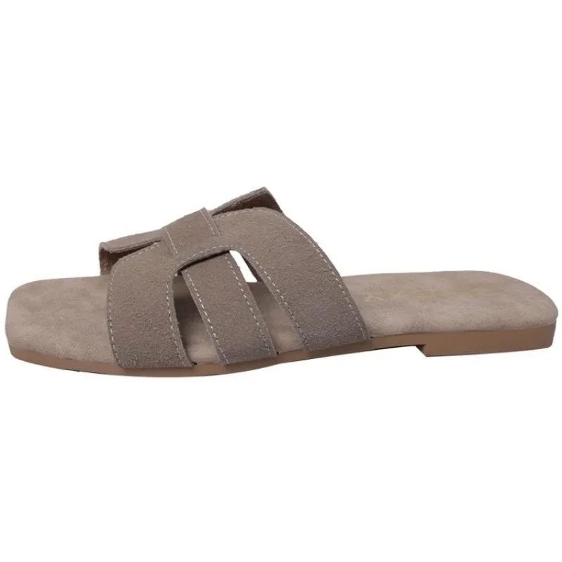 Color: Brown, Shoe Size: 37 - Summer New Women Slippers Flat Bottom Non-slip Outdoor Open Toe Beach Female Sandals Sexy Fashion Design Slides Woman Shoes