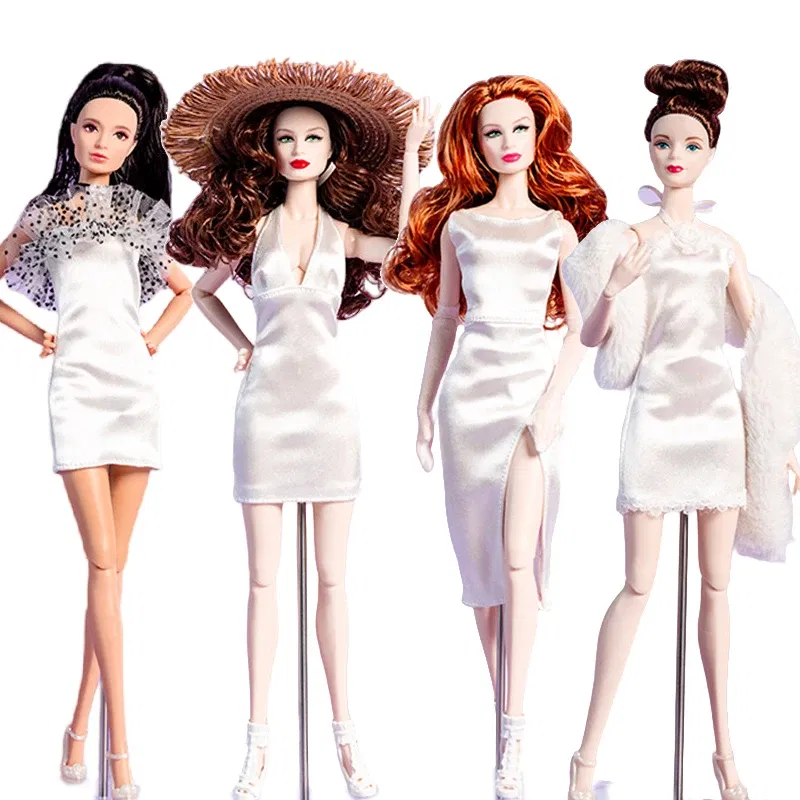 Color: WHITE - 32cm Supermodel Doll Clothes Suit European Fashion Trendy Little White Skirt Exquisite Accessories Set DIY Toy Collector Gifts