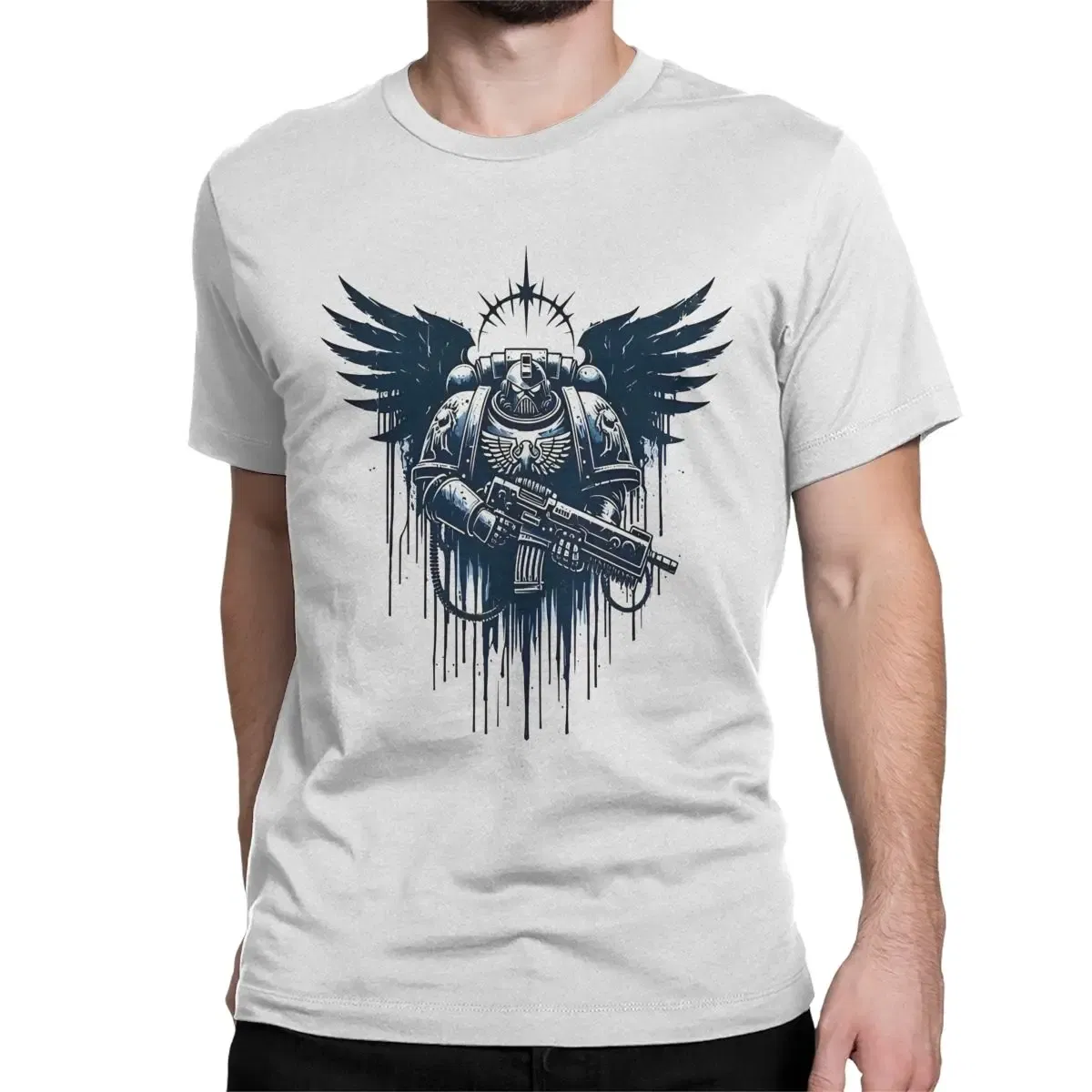 Color: SKY BLUE, Size: XXXL - Awesome Adeptus Astartes T-Shirt Men Women's O Neck Pure Cotton T Shirts W-Warhammer 40k Short Sleeve Tee Shirt 6XL Tops