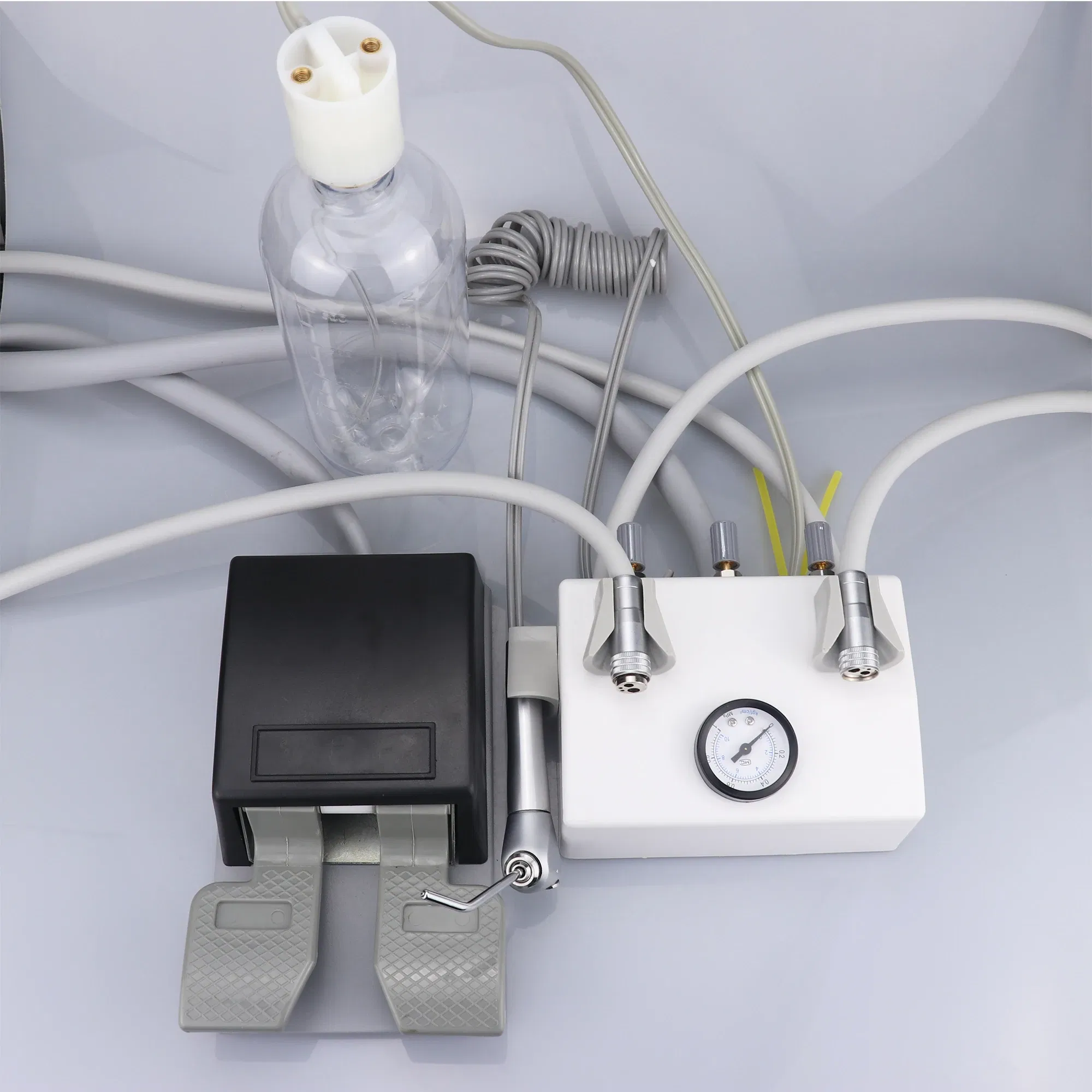 Color: Red - Dental Portable Turbine Unit Work with Air Compressor 3 Way Syringe 2/4 Holes Teeth Whitening Dental Equipment