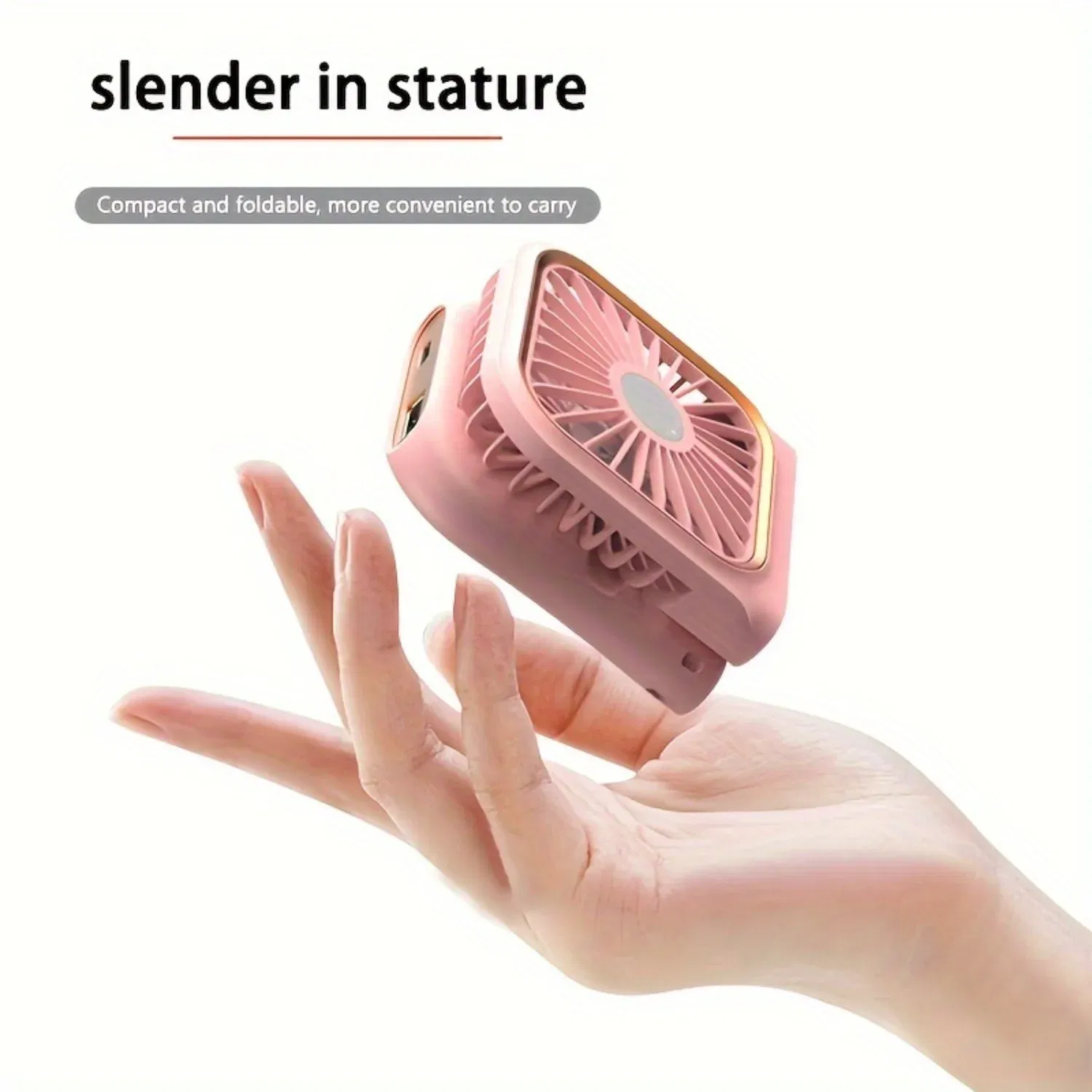 Color: WHITE, Ships From: CHINA - 1pc, 2-in-1 Mini Foldable And Neck Hanging Fan With Rope, Handheld Portable USB Rechargeable Fan, Wearable & Quiet Cooling Devic