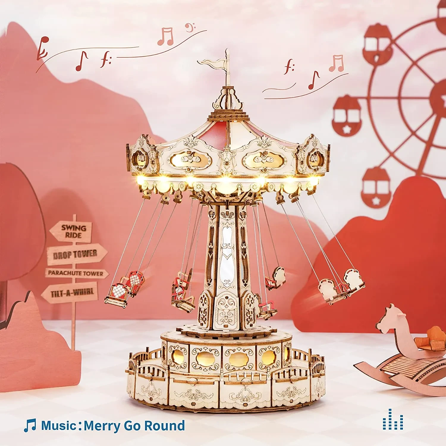 Swing Ride DIY Music Box 3D Wooden Puzzle EA02