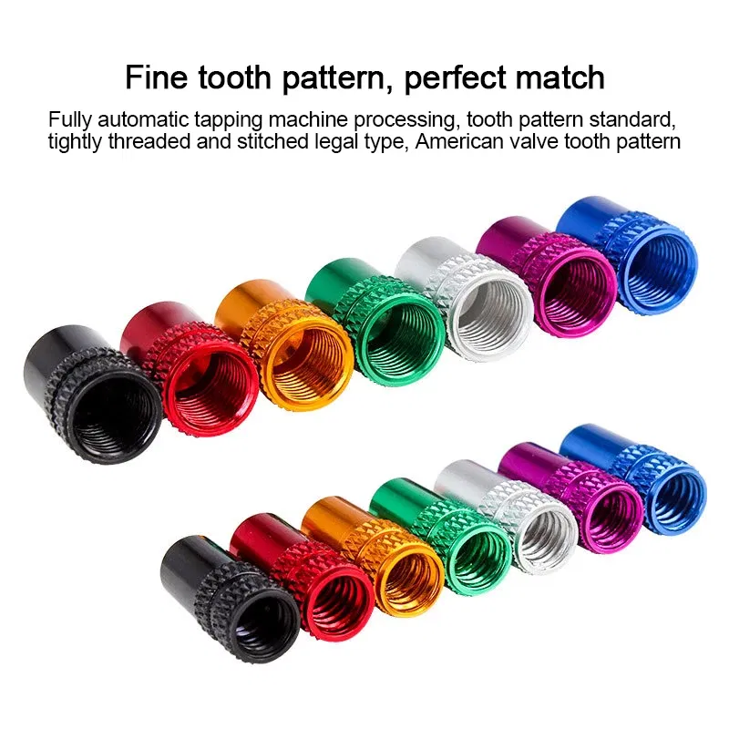 Color: green - 2pc Bicycle Valve Cap Aluminum Alloy Presta/Schrader Road Mountain Bike Tire Valve Cap Dust Protection Cover Bicycle Accessories