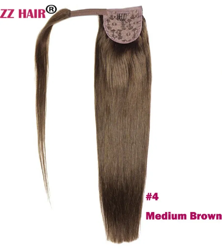 Color: P8/613, Life Span: 6 Months With Proper Care, Stretched Length: 22INCHES, Longest Hair Proportion: 35%-45% - ZZHAIR 100% Human Hair Extensions 16"-28" Machine Made Remy Magic Wrap Around Ponytail 60g-120g Clip In Horsetail Stragiht