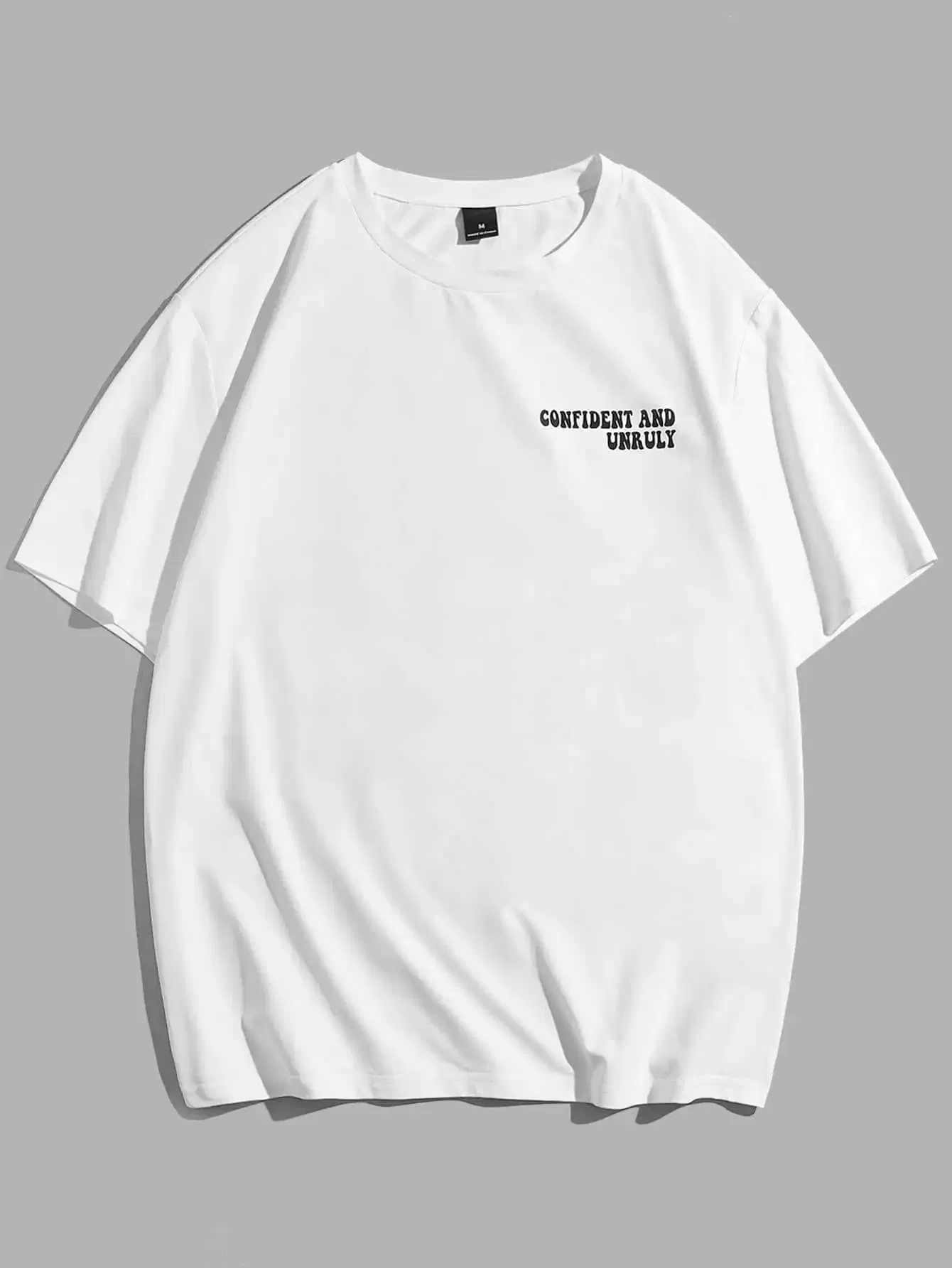 Color: Black, Size: XXXL - Confident And Unruly Attitude Determines Direction Men T Shirt Cotton Shirt Street Loose T-Shirts Summer Breathable Short Sleeve