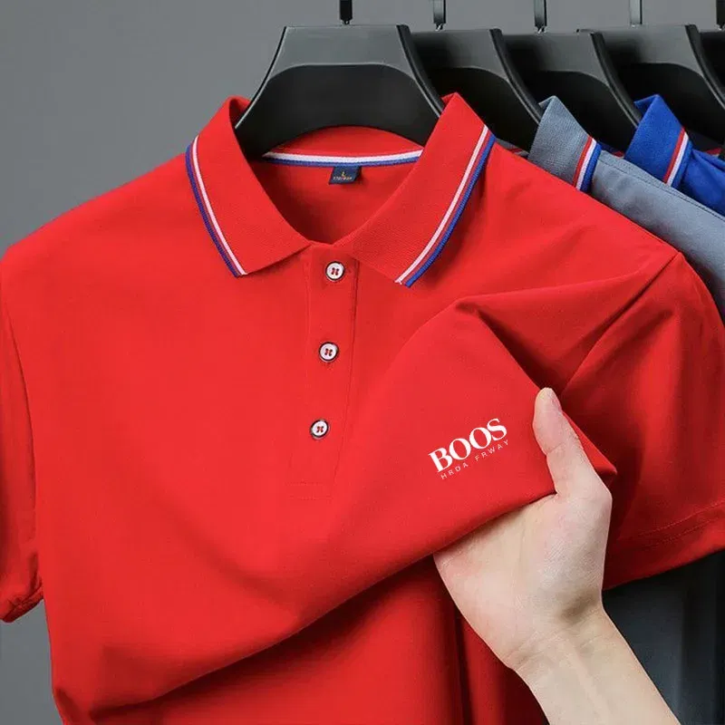 Color: Brown, Size: 4XL - 2025 Summer New Men's Short Sleeved Embroidered Polo Shirt Breathable Lightweight Shirt Luxurious Top Casual Lapel Men's T-shirt