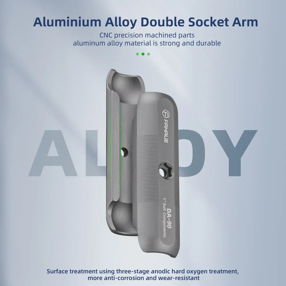 Color: Silver - FANAUE Aluminum Alloy Double Socket Arm 25 mm/1 Inch Ball Head Holder Mount Clamp for Bicycle Motorcycle Camera for RAM MOUNTS
