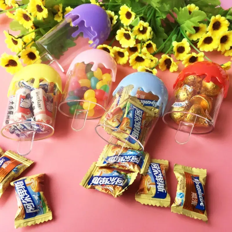 Color: plum, Gift Box Size: Other - 12pcs Creative Cute Plastic Ice Cream Candy Boxes for Wedding Baby Shower Children Birthday Party Candy Container Sweets Case