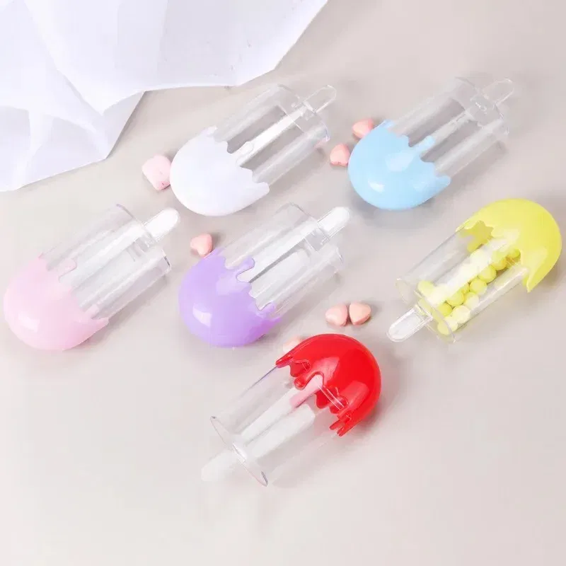 Color: plum, Gift Box Size: Other - 12pcs Creative Cute Plastic Ice Cream Candy Boxes for Wedding Baby Shower Children Birthday Party Candy Container Sweets Case