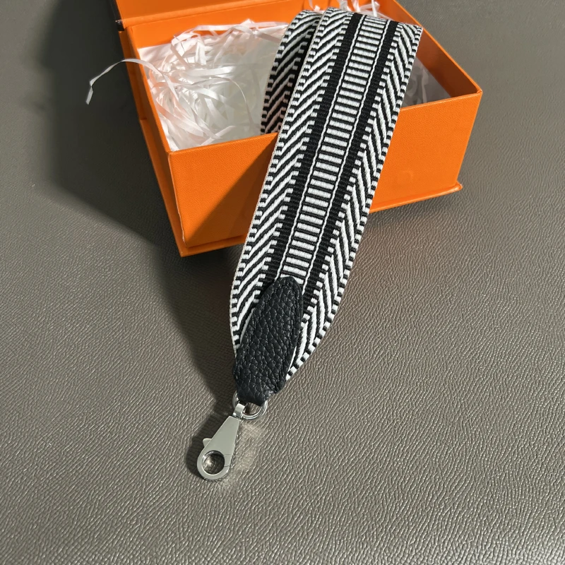 Color: Silver, Size: 3/8" - Hand-Sewn Leather Woven Canvas Shoulder Strap 5cm Wide Wax Line Herbag Evelyn Replacement Bag Accessory