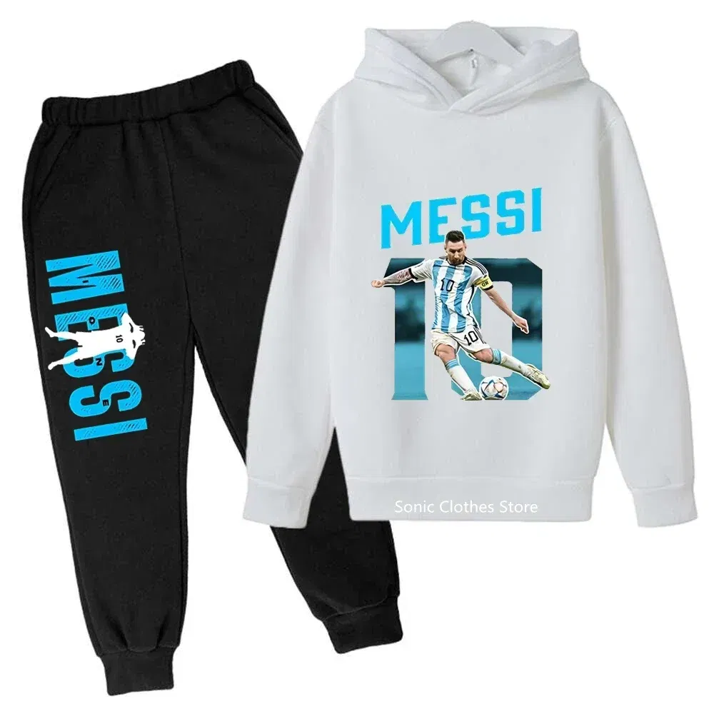 Color: PURPLE, Kid Size: 6 - messi avatar printed children's clothing children's autumn and winter hoodies pants 2-piece casual boys and girls suits