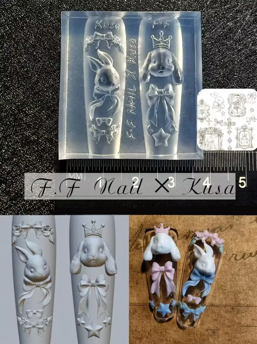 Color: Tomato - 1pc  Snake Flamingo Jellyfish Dragon Dtream 3D Acrylic Mold  Nail Art DIY  Silicone  Nail Art Templates Nails Mold