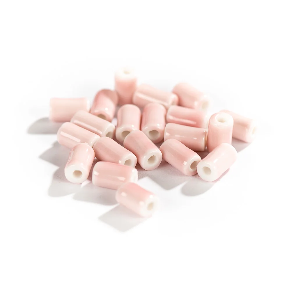 Color: Green - 10mm 20pcs Small Tube  Pure Color Ceramic Beads Handmade Jewelry Making Supplies Bulk Wholesale Necklace Joias Diy #XN336-1