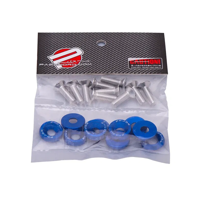 Color Name: Red - Universal 10PCS M6 Car Styling Modification JDM Sticker Stickers Password Fender Washer License Plate Bolts Auto Accessories