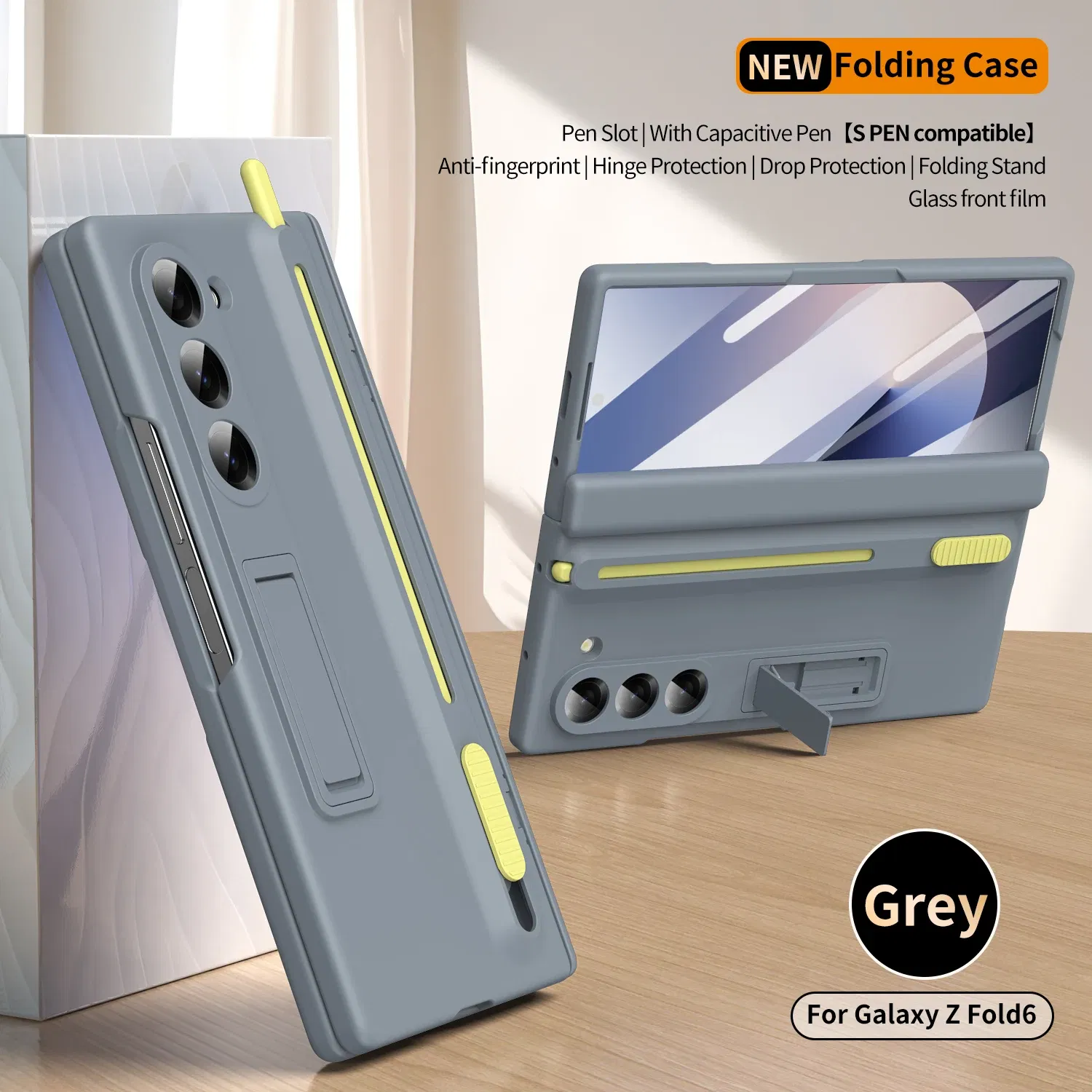 Color: Maroon, Material: CANVAS - Touch Pen Case For Samsung Galaxy Z Fold 6 5 4 3 Skin Friendly Folding Hinge with Elastic Wrist Band Screen Tempered Film Cover