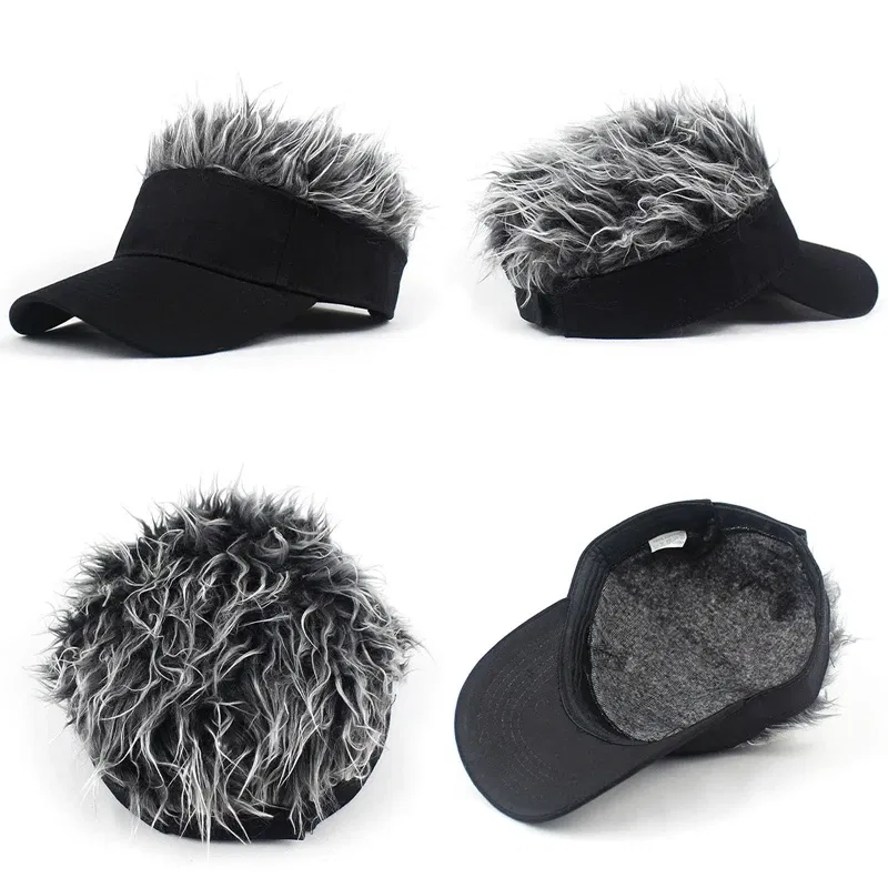 Color: Black, Size: One Size - 2023 Men Women Baseball Cap With Spiked Hairs Wig Hat  Spiked Wigs Casual Unisex Sunshade Adjustable Sun Visor