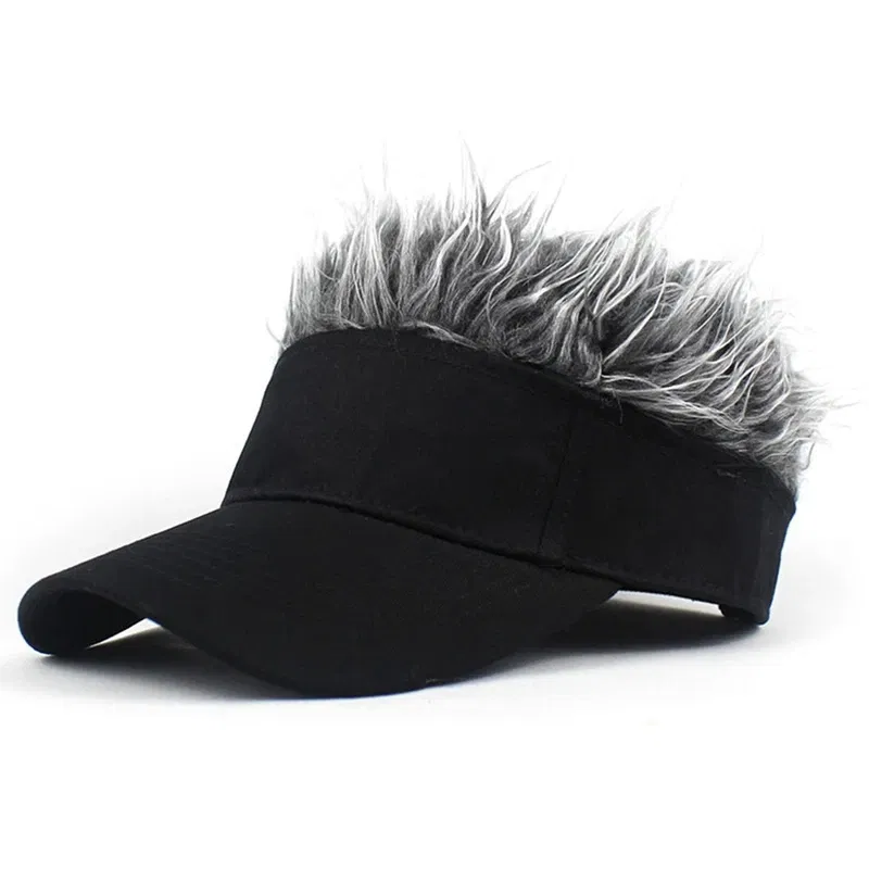 Color: Black, Size: One Size - 2023 Men Women Baseball Cap With Spiked Hairs Wig Hat  Spiked Wigs Casual Unisex Sunshade Adjustable Sun Visor