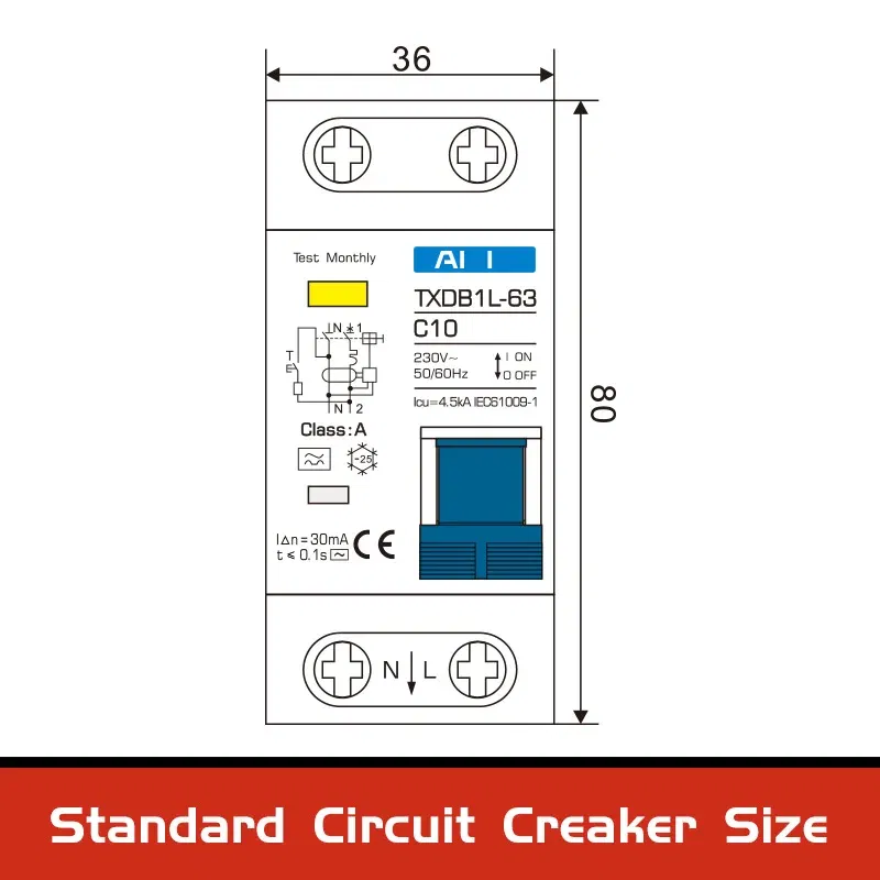 Rated Current: 40A, Ships From: CHINA, Poles Number: 4 - Type A  AC CLASS Rcbo 110V 220V RCCB 10A 20A 40A 50A 63A 30mA Residual Current Circuit Breaker Leakage WIth Overload Protection