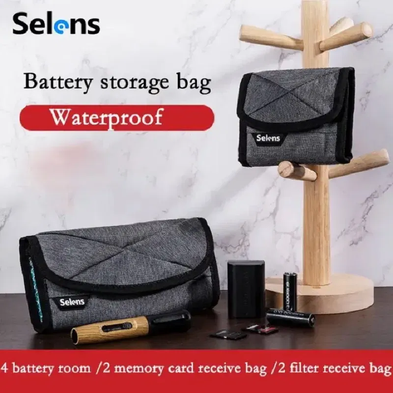 Color: black - Selens Multifunction Waterproof DSLR Camera Battery Storage Pouch Camera Battery Tool Case Photography Accessories