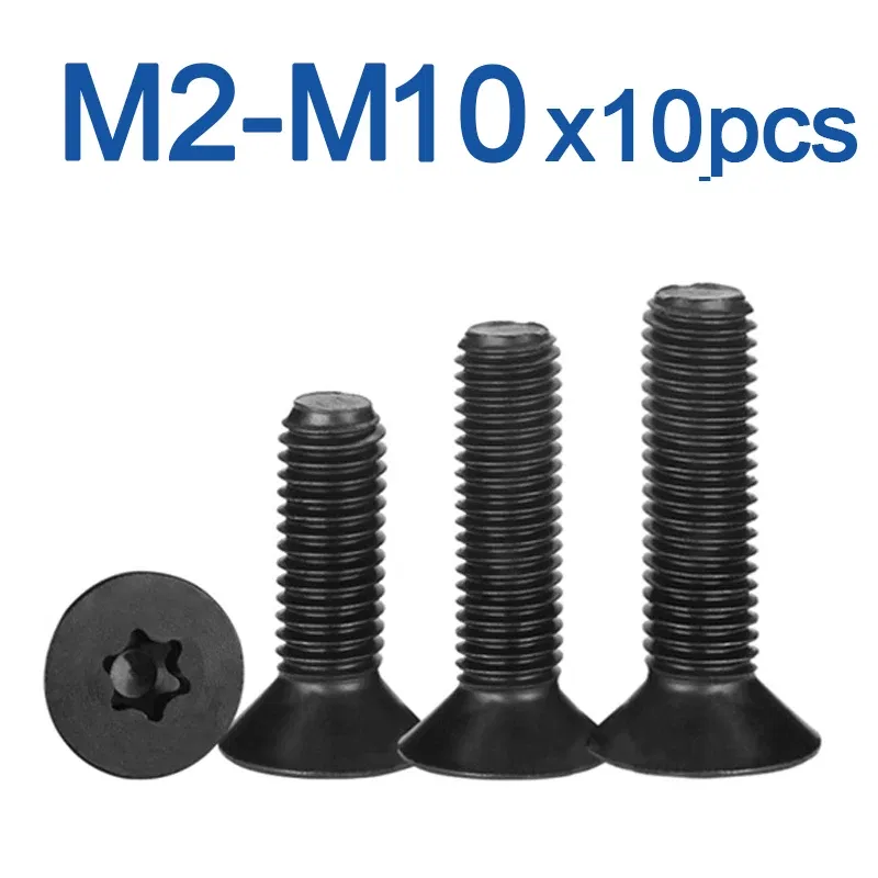 Size: M2.3, Length: 6mm - 10pcs/lot Flat Countersunk Screw Six Lobe Bolt Machine screw M2 M2.5 M3 M4 M5 M6 M8 M10 Black 304 Stainless Steel Torx Head