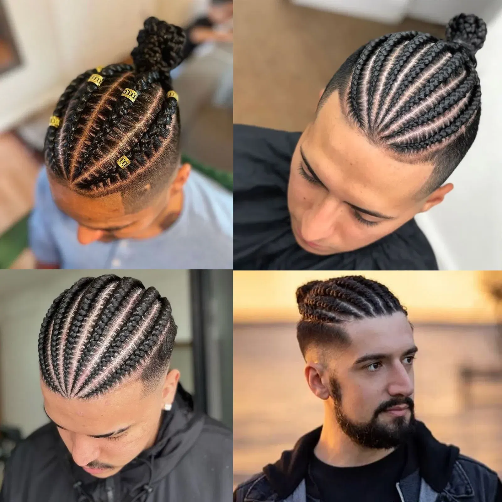 Cornrow Box Braided Toupee For Men Human HairPiece Breathable Lace With PU Replacement System Hair Prosthesis Units Patch Wig