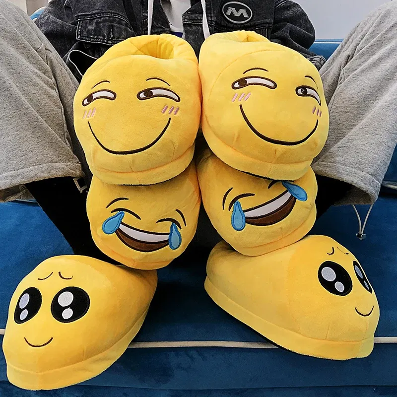 Color: Red, Shoe Size: 38 - Indoor Slippers Warm Winter Home Fluffy New Fashion Men Women Bread Demon Soft Plush Shoes Unisex Cute Funny Christmas Gift