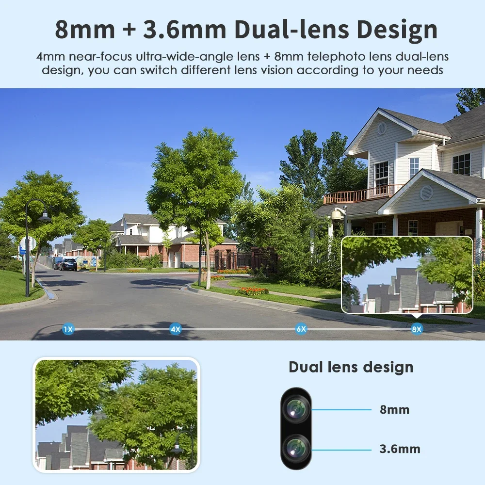 4K 8MP Wifi PTZ Camera Dual Lens IP CCTV Video Surveillance Camera Ai Human Detect Auto Tracking Night Vision Outdoor Waterproof AU Plug