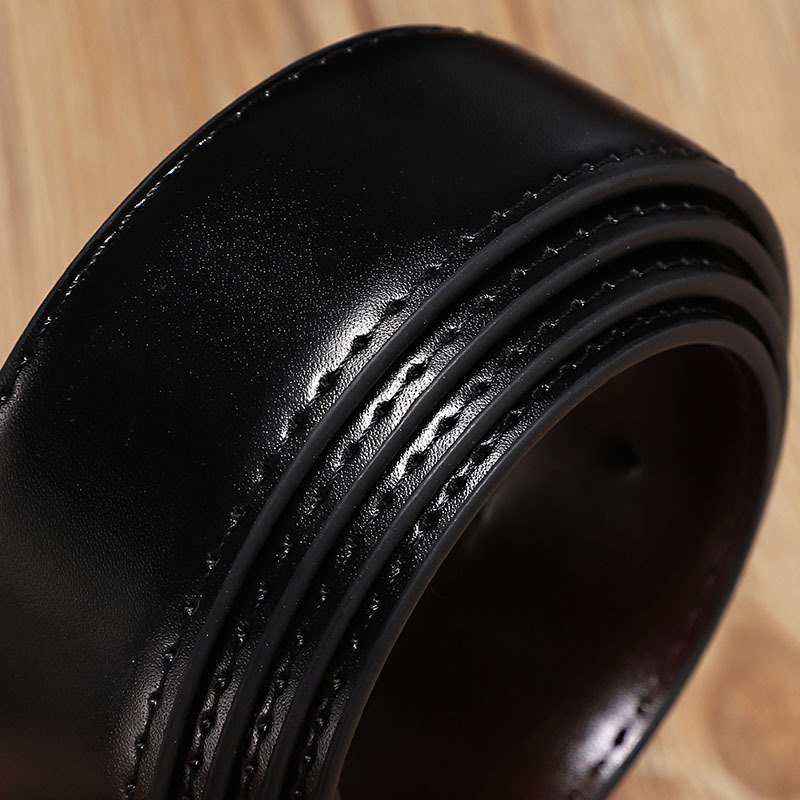 Color: black, Belt Length: 120cm, Ships From: CHINA - 2.8cm 3.0cm 3.3cm 3.5cm 3.8cm Wide Double-sided Cow Reversible Leather With Holes No Buckle Belt Without Buckle High Quality