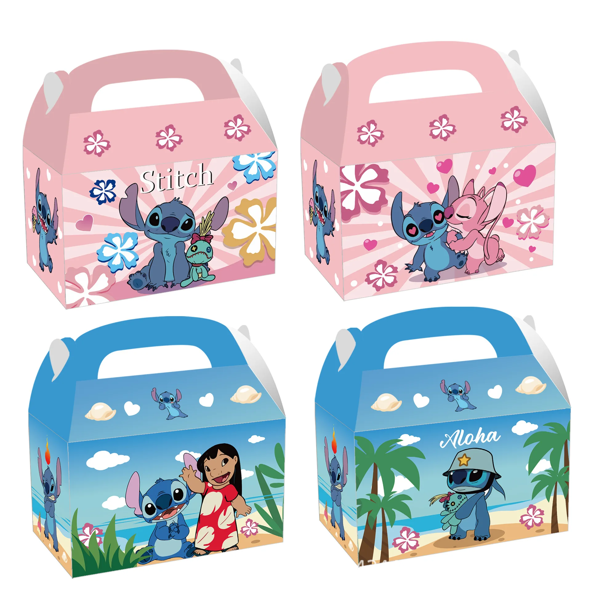 Color: DARK GRAY - Lilo Stitch Party Gift Supplies Slapping Bracelets Reusable Drinking Straws Stamp Paper Bags Stickers Ring Birthday Party Decora