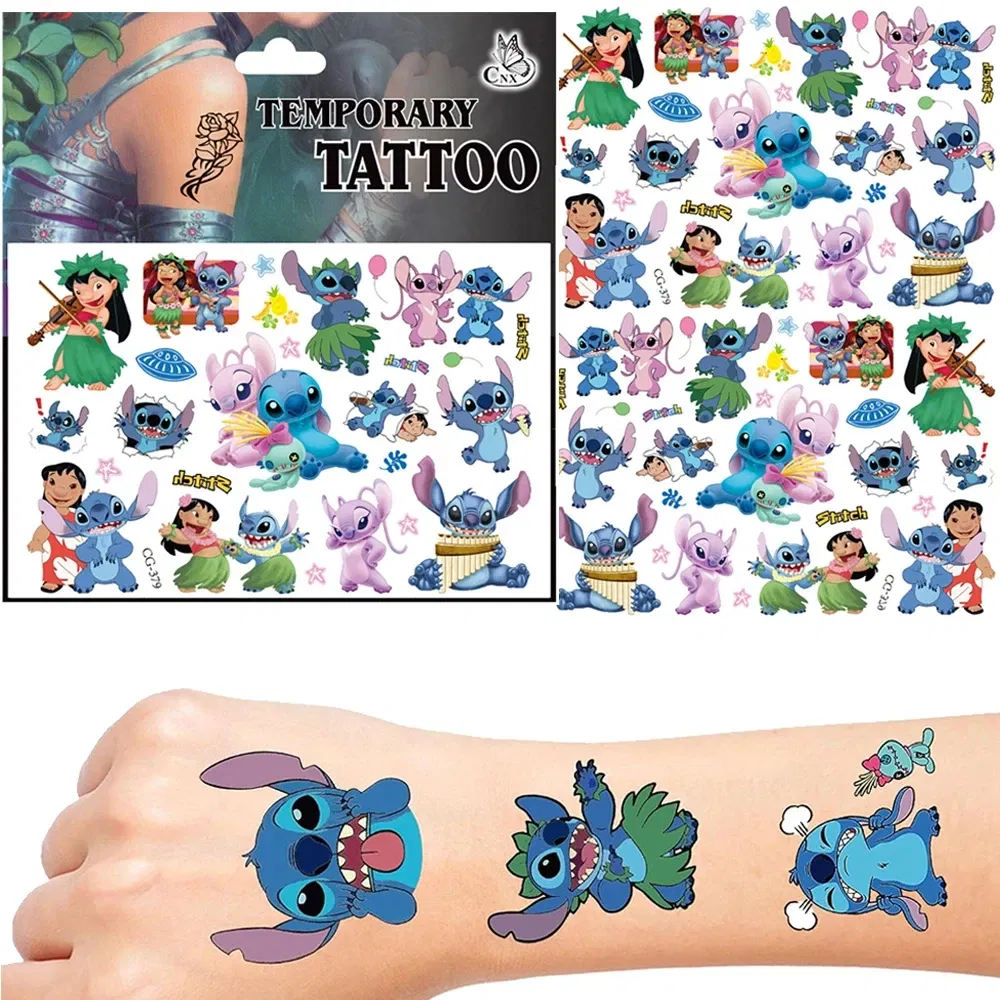 Color: DARK GRAY - Lilo Stitch Party Gift Supplies Slapping Bracelets Reusable Drinking Straws Stamp Paper Bags Stickers Ring Birthday Party Decora