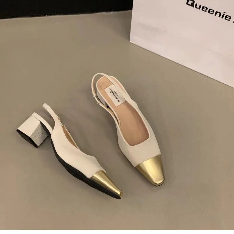 Color: Beige, Shoe Size: 39 - Fashion Women's Shoes Women's Dress Shoes Mid Heel Wedding Sandals All Matching Pointed Princess Shoes