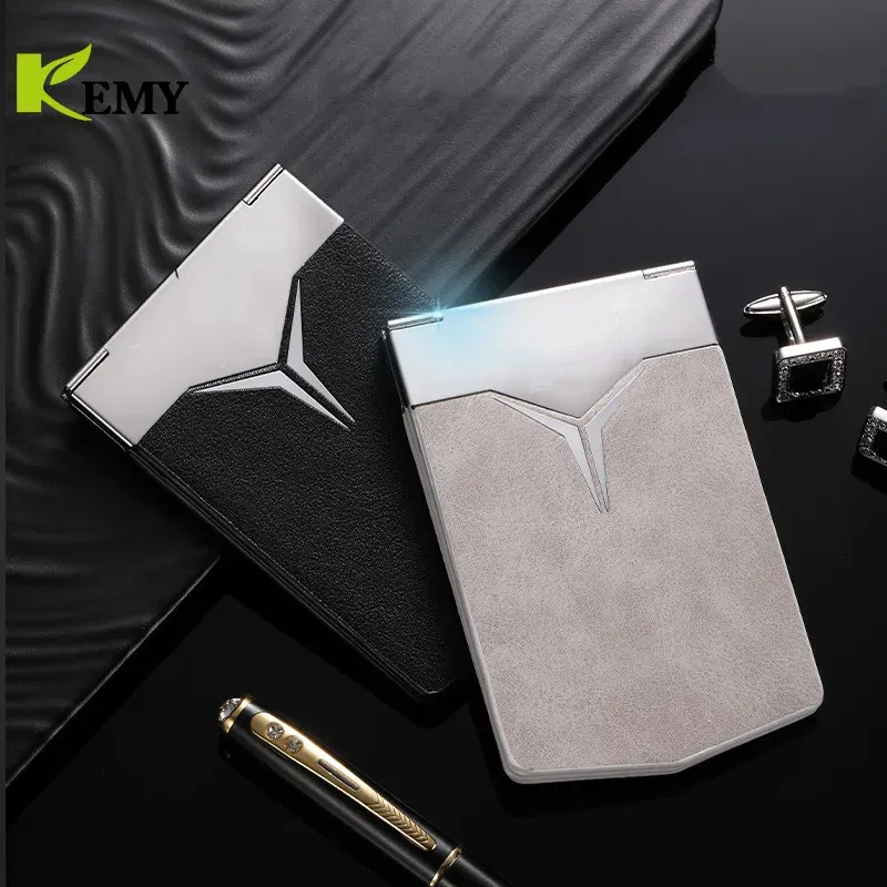Color: Navy Blue - Fashion Aluminum Antimagnetic Card Holder Women Men Metal Cowhide Rfid Credit Card Business Card Holders Organizer Purse Wallet