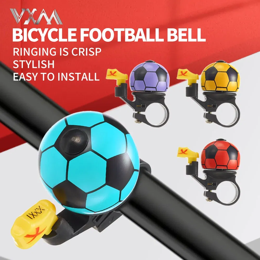 Color: Yellow - VXM Bicycle Bell Loud Mini Cartoon Football Road Cycling MTB Bike Aluminum Bell Ring Safety Football Bell Ring Horn Handlebar