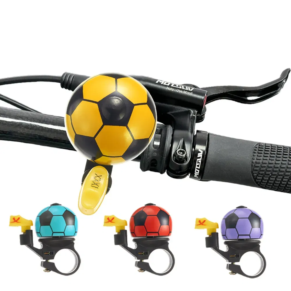 Color: Yellow - VXM Bicycle Bell Loud Mini Cartoon Football Road Cycling MTB Bike Aluminum Bell Ring Safety Football Bell Ring Horn Handlebar