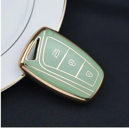 Color Name: WHITE - For Hyundai Grandeur HG Sedan Genesis G80 Santa Fe 3DM Grand SantaFe 2018 IX45 EQUUS Azera TPU Remote Key Case Cover Holder