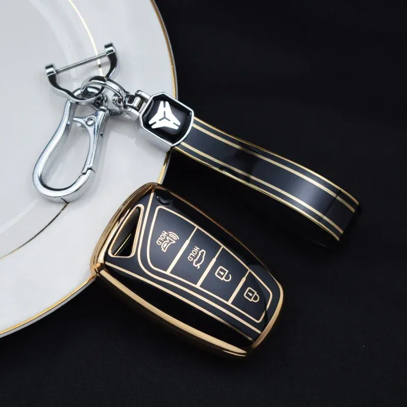 Color Name: WHITE - For Hyundai Grandeur HG Sedan Genesis G80 Santa Fe 3DM Grand SantaFe 2018 IX45 EQUUS Azera TPU Remote Key Case Cover Holder