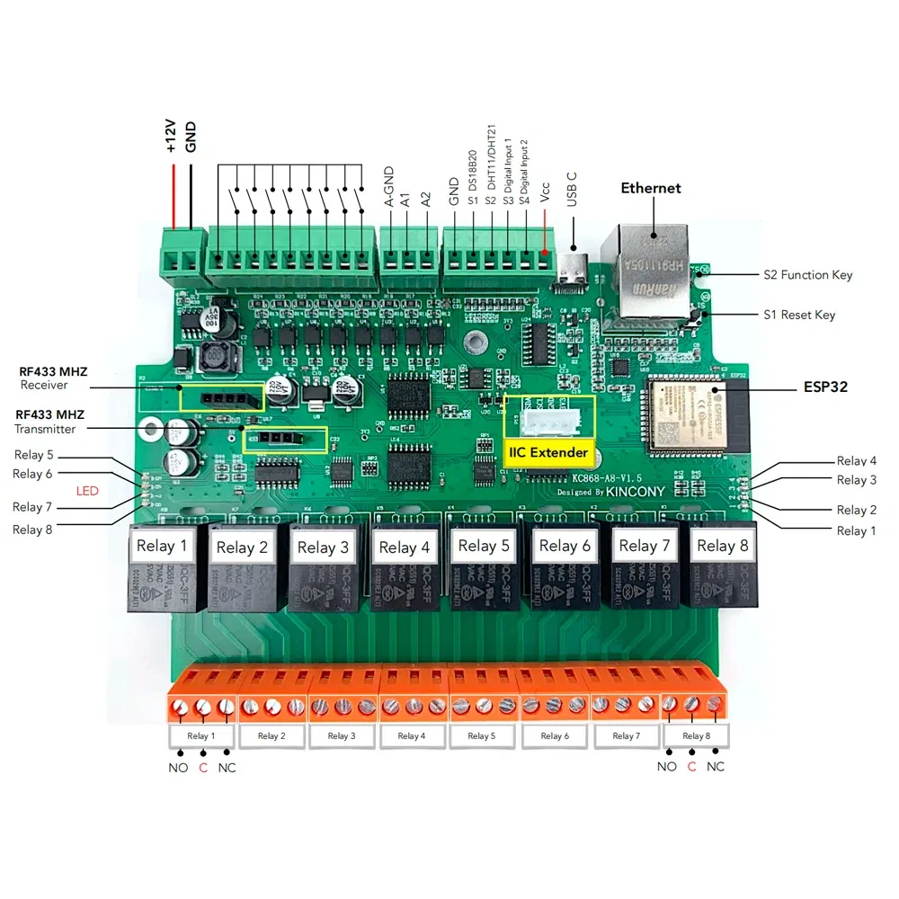 Bundle: Bundle4, Ships From: CHINA - New! Kincony A8 Smart Home Automation Module Controller WiFi Ethernet Relay ESP32 RF Remote Dimmer Switch MQTT TCP Web HTTP