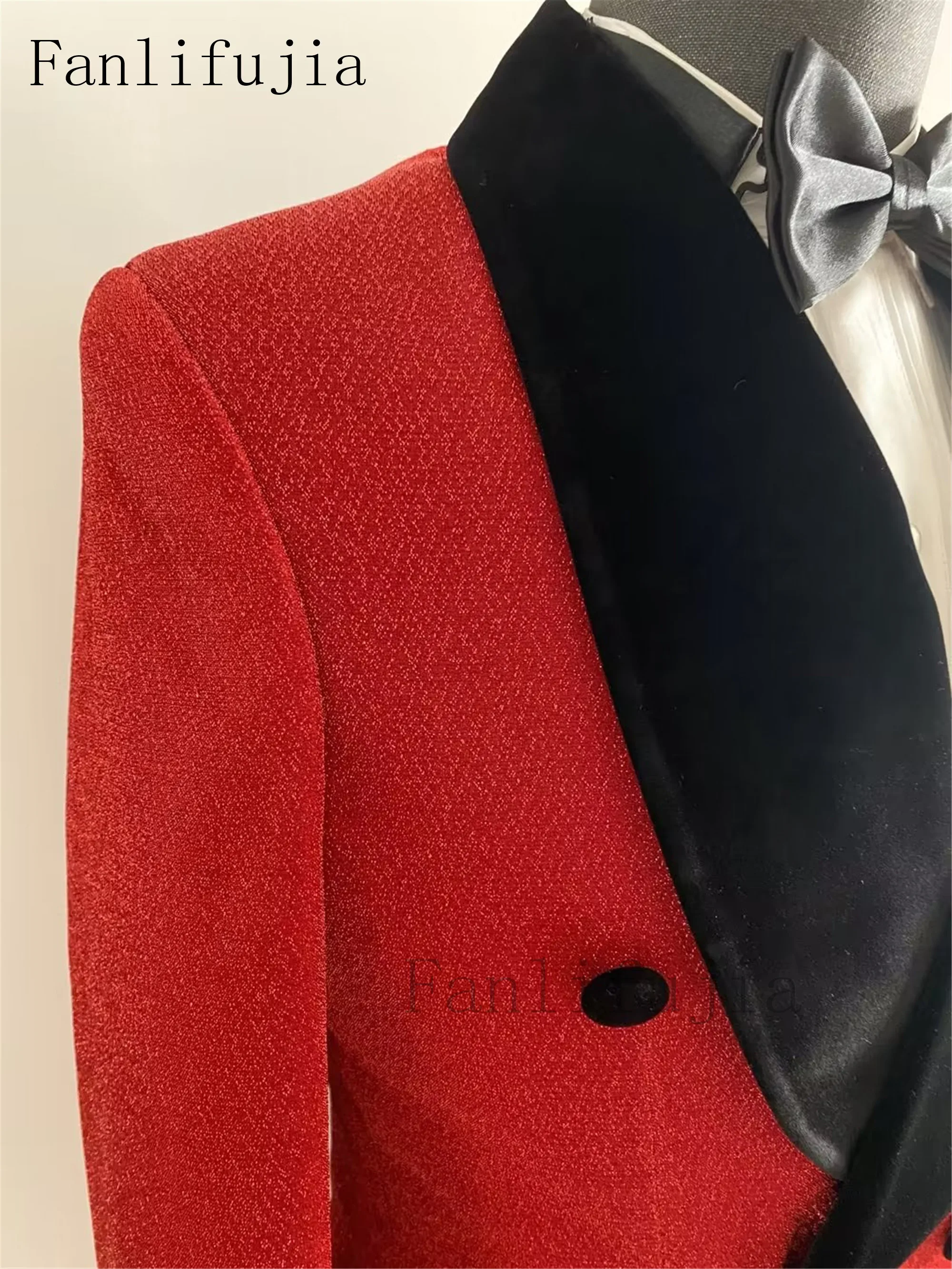 Color: ROYAL BLUE, Size: XL - Fanlifujia Luxury Red Glitter Suits Men Groom Wedding Tuxedo Double Breasted Blazer Formal Evening Party Prom Dress 2 Pieces Set