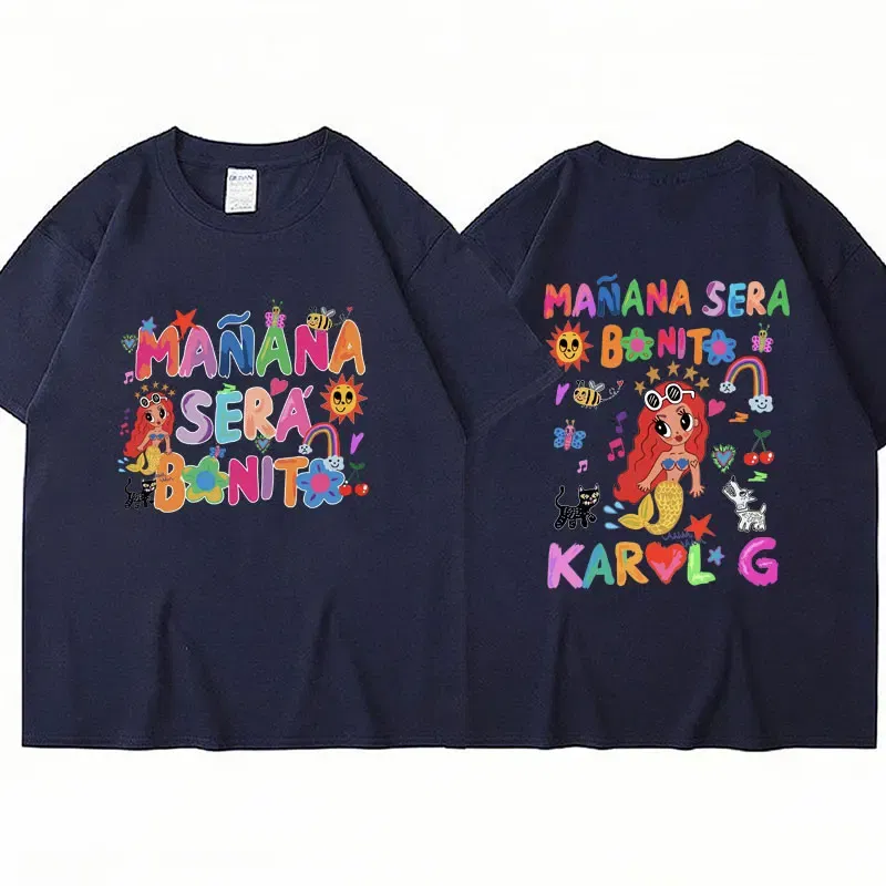 Color: Dark Grey, Size: XS - Limted Karol G Manana Sera Bonito T Shirts Fashion Harajuku Hip Hop T-Shirt Unisex Casual Breathable Cotton Oversized Tee Shirt