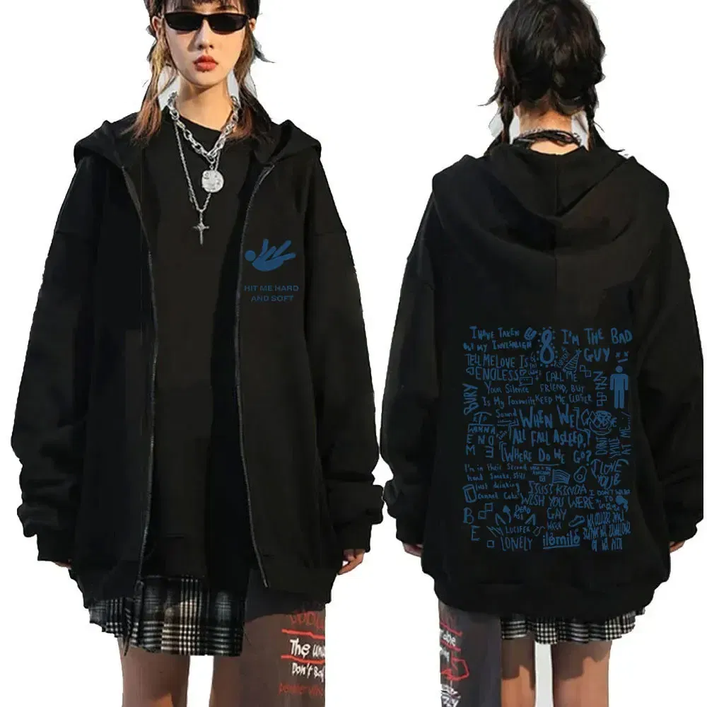 Color: Ivory, Size: XXXL - Hit Me Hard and Soft 2025 Tour Zipper Hoodies Men Women Harajuku Pullovers Fashion Hip Hop Zip Up Sweatshirts Jackets Fans Gift